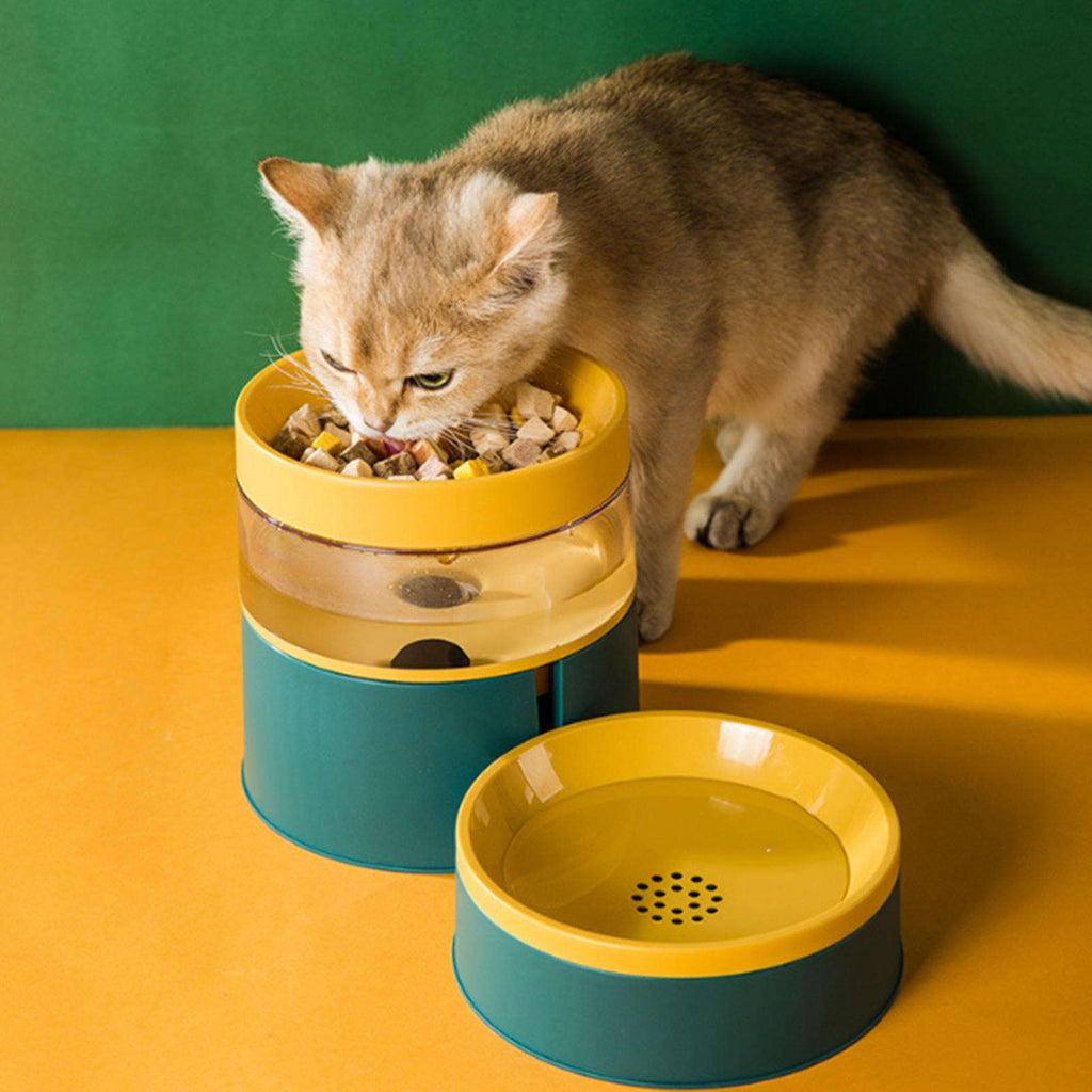 Dog Bowl Contrast Color Automatic Feeder Pet Bowl Increased Neck Protection Water Dispenser Dual-Purpose Dog Food Basin