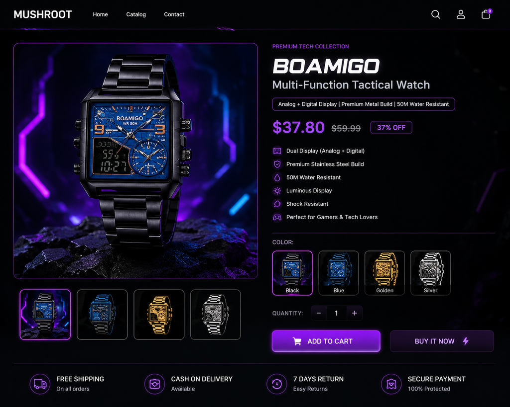 Mushroot Luxury Digital Sports Watch
