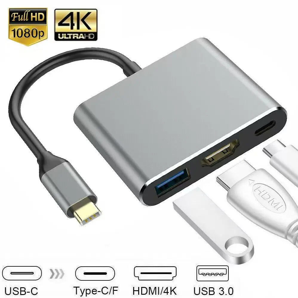Premium 3-in-1 USB-C Hub | 4K HDMI, USB 3.0 & 100W Power Delivery