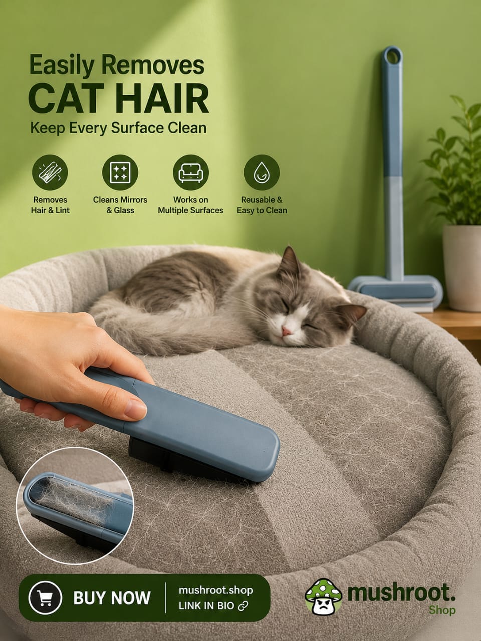 4 In 1 Multifunctional Hair Removal Brush Pet Dog Cat Hair Cleaner Brush Cat Hair Remover Window Screen Cleaning Tool Gadgets